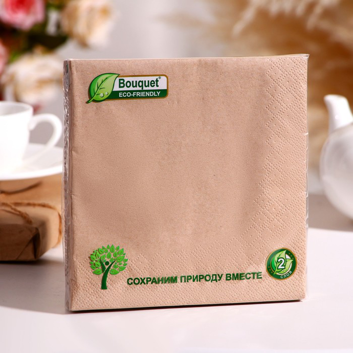 Салфетки бумажные декоративные Bouquet eco-friendly 33*33, 2хсл, 25л. "Крафт" Три розы /12