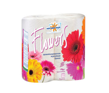 Туалетная бумага Мягкий знак Flowers 2-сл. 4рул. белая/вл.24 С48