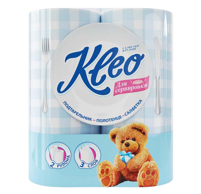 Салфетки бумажные "Kleo" 3 сл., 120 л. 2 рулона /вл. 24 С198
