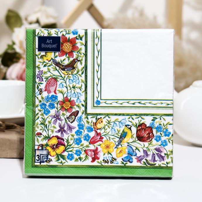 Салфетки бумажные декоративные 33*33, 3сл, 20л Bouquet Home Collection Classic "Летняя фантазия "/12