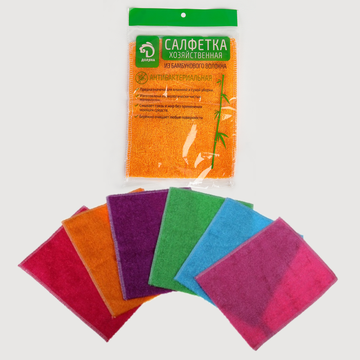 Салфетка с волокнами бамбука 22*18 см. Микс