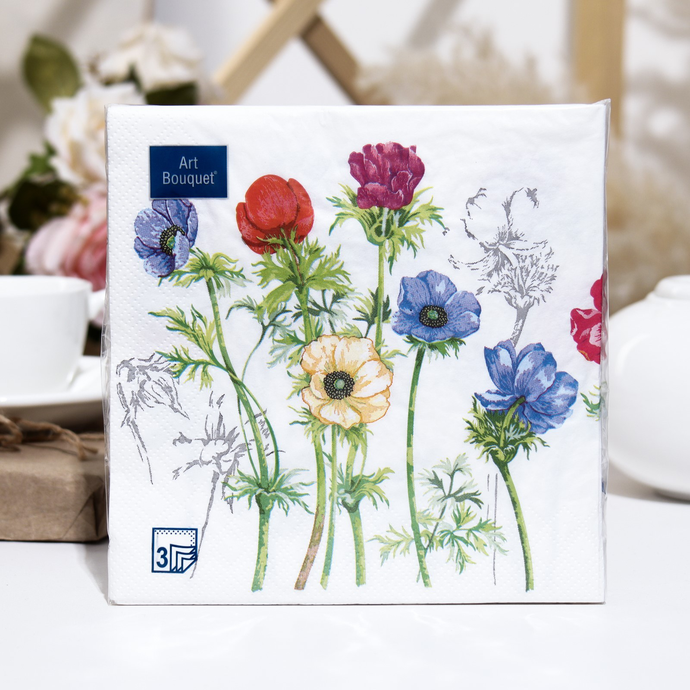 Салфетки Art Bouquet  "Анемоны" 33х33 , 3 слоя .20л/вл.12