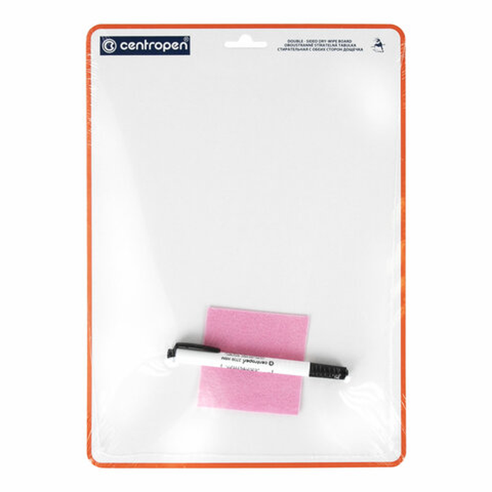 Доска двусторонняя маркерная А4 (240х337 мм), КЛЕТКА, 1 маркер + салфетка, CENTROPEN