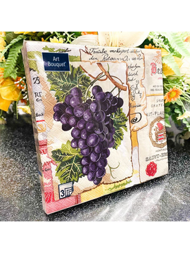 Салфетки бумажные декоративные Art Bouquet 33*33, 3хсл, 20шт. "Виноград" /12