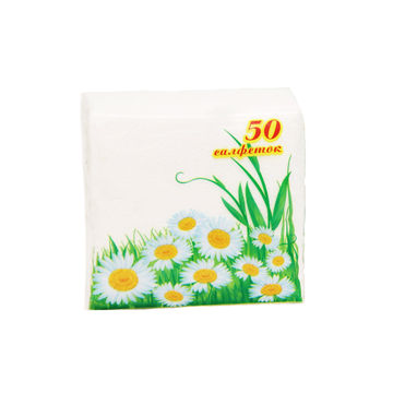 Салфетка "Ромашка" белая 23х23 50 л. /40
