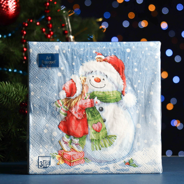 Салфетки Art Bouquet "Девочка и снеговик" 33х33 ,3 слоя .20л /вл.12