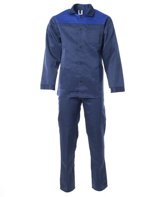 Костюм летний Стандарт (куртка + брюки, тк.грета, синий+вас., 52-54 р)