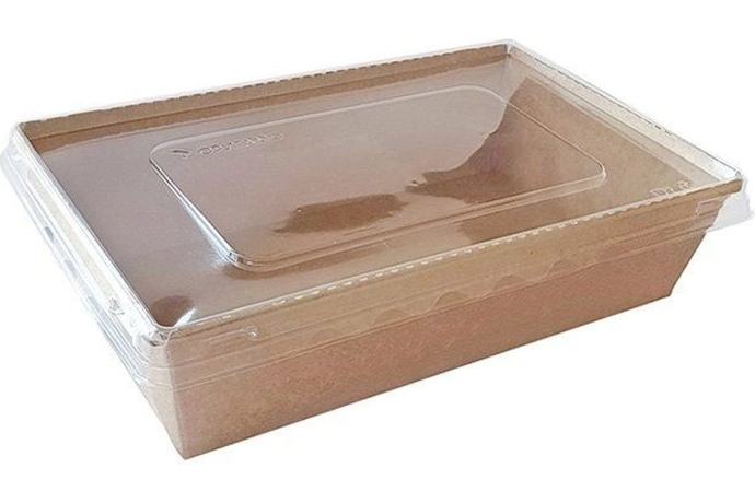 Коробка бум.(салатник) 800 мл (186*102*55/207*127) крафт/внутри с прозр крышкой