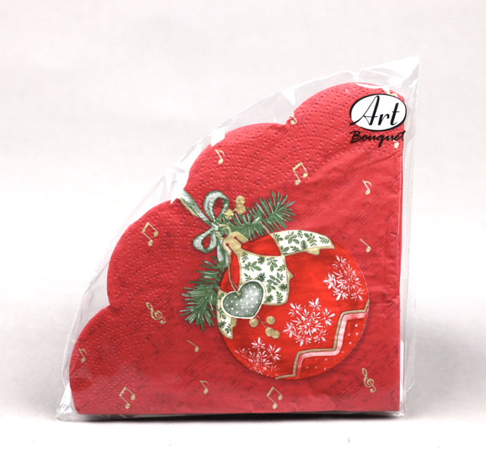 Салфетки бумажные декоративные Ф32см, 3 слоя, 12л Art Bouquet Rondo "Музыкальный шар на бордовом"/15