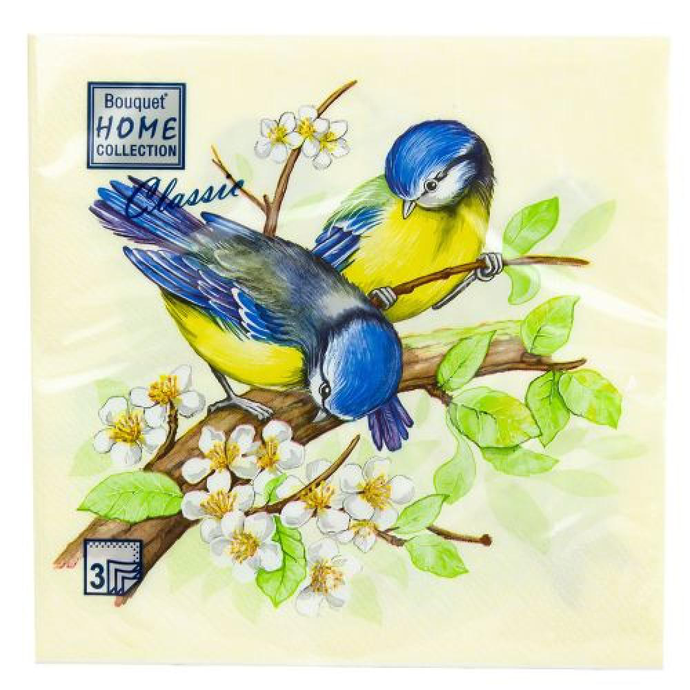 Салфетки Bouquet Home "Птички Синички" 33х33 , 3 слоя, 20л/вл.12