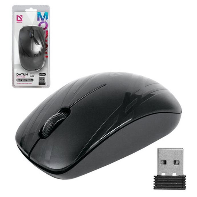 Мышь беспроводная, 2 кнопки+1 колесо-кнопка, лазерная, черная