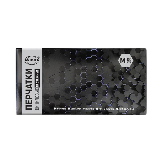 Перчатки виниловые  М Aviora 100 шт
