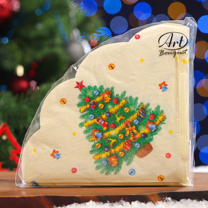 Салфетки Art Bouquet RONDO "Новогодняя ель" 3сл.12л/вл.15