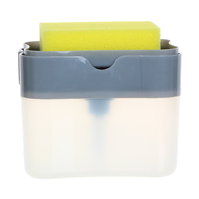Кухонный диспенсер пластиковый для мыла с губкой. Р: 14*9*11 см
