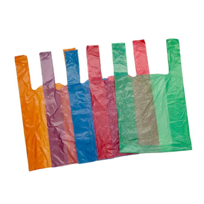 Пакет Майка 29+15*55 см 14 мкм цветная  (100 шт)