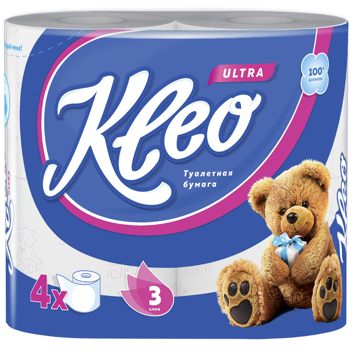 Т.бумага  "Kleo" Ultra 3-сл. 4 рул./вл.18 С86
