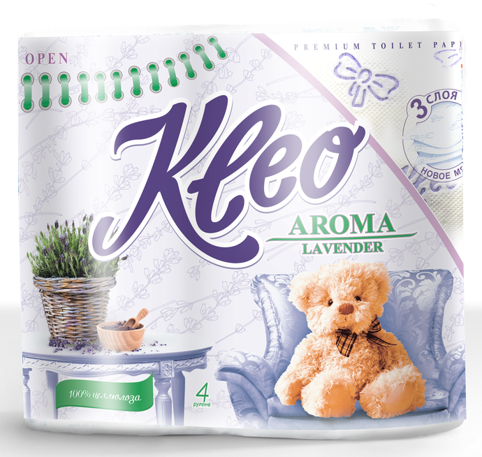 Т.бумага  "Kleo" ЛАВАНДА 3-сл. 4 рул./вл.18 С6