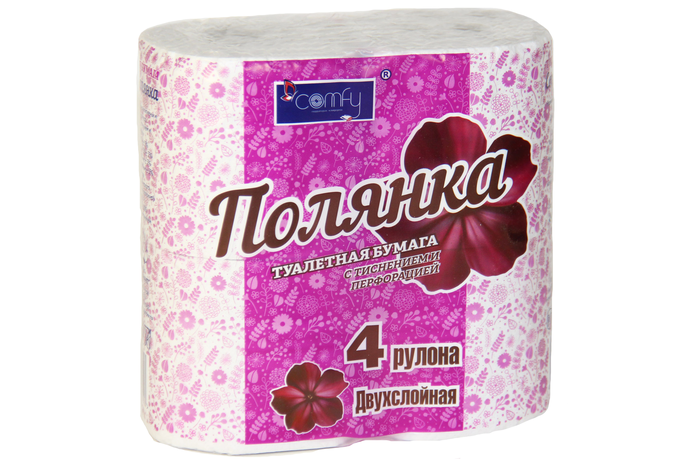 Туалетная бумага Comfy "Полянка"  2 сл.  4 рул./вл.12