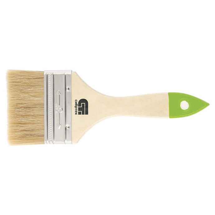 Кисть плоская 75 мм, натуральная щетина, деревянная ручка, для масляных красок, лаков, СИБРТЕХ