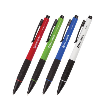 Ручка шариковая автоматическая с грипом BRAUBERG "Klasse", СИНЯЯ, корпус ассорти, узел 0,7 мм, линия