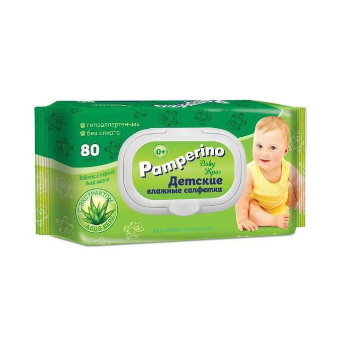 Влажные салфетки Pamperino №80 детские   с пластиковым клапаном арт.15308