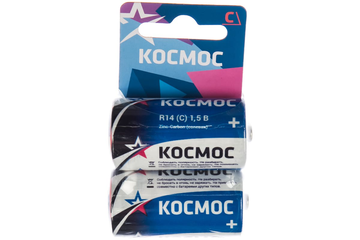 Батарейка .R14(большая, солевая) "Космос"  блистер 2 /24/192