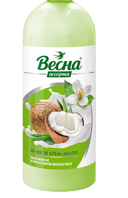 Жидкое крем-мыло «Весна» жасмин и кокосовое молочко, 850 г. Дозатор арт. 5236
