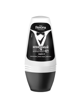Део-ролик Рексона- пластик МУЖ  Невидимый  на черном и белом  50 мл.*6*24