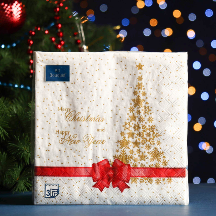 Салфетки Art Bouquet "Подарок Красная Лента NEW" 33х33 ,3 слоя .20л /вл.12