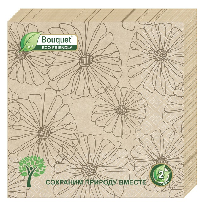 Салфетки Bouquet  Eco Крафт "Ромашки" 33х33 , 2 слоя, 25л/вл.12