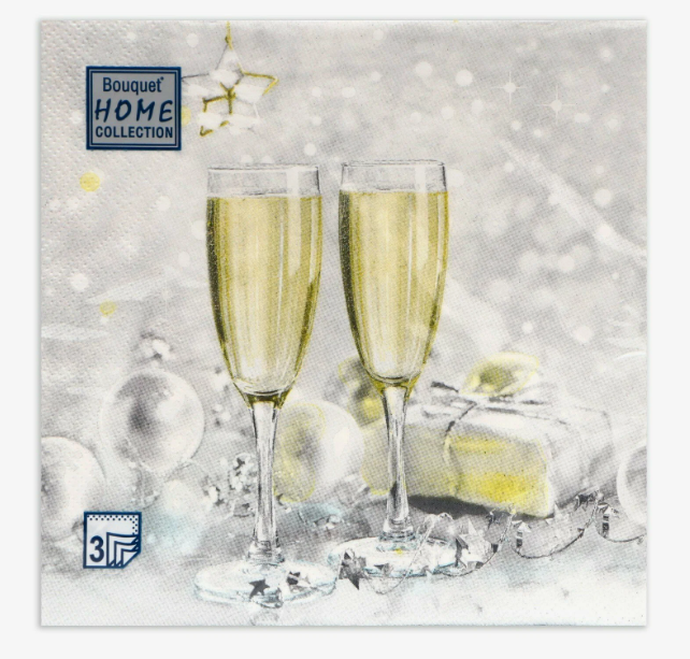 Салфетка "Брызги шампанского"3-х слойная,33х33