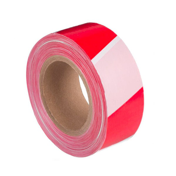 Лента ограничительная сигнальная красно-белая 50мм*200м, полиэтилен, шк 9121