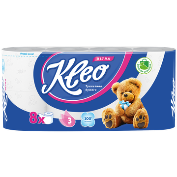 Т.бумага  "Kleo" 3-сл. 8 рул/ 6 вл С272