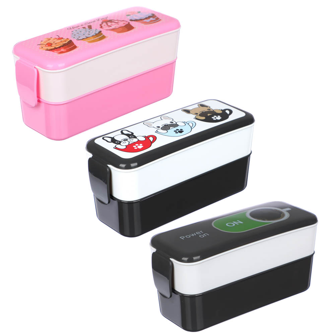 Ланч-бокс 2 секции (0,5л+0,5л), 19х8х9,5см, с декором, пластик