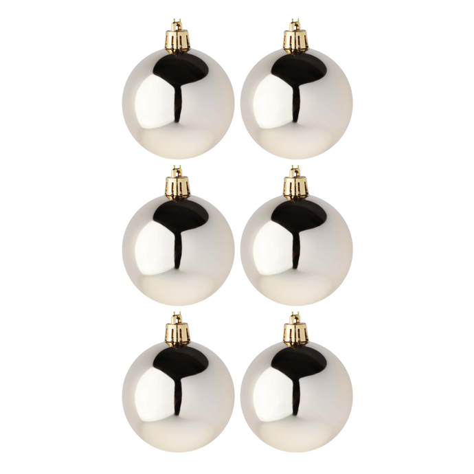 СНОУ БУМ Набор шаров 6шт 6см пластик, шампань