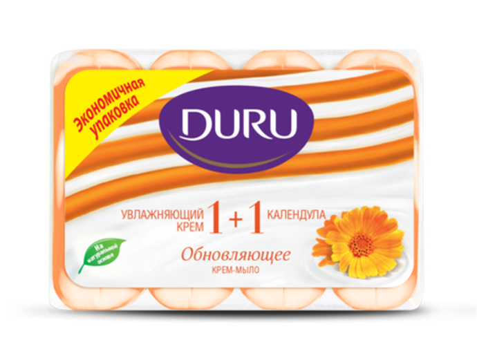 Дуру  Туалетн. мыло 1+1,  4x80гр  Крем + Календула       *12* / 2040