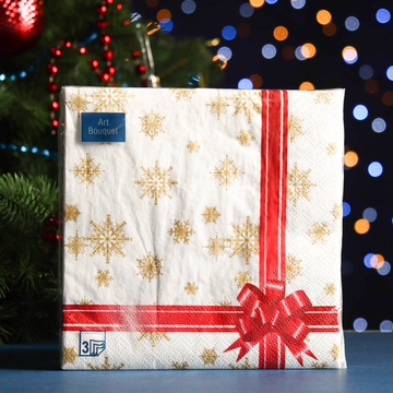 Салфетки Art Bouquet "Подарок Красная Лента" 33х33 ,3 слоя .20л /вл.12