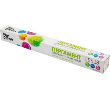 Пергамент пищевой для выпечки Fun Clean силиконизированный 8м*38см/ в карт упак.