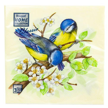 Салфетки Bouquet Home "Птички Синички" 33х33 , 3 слоя, 20л/вл.12