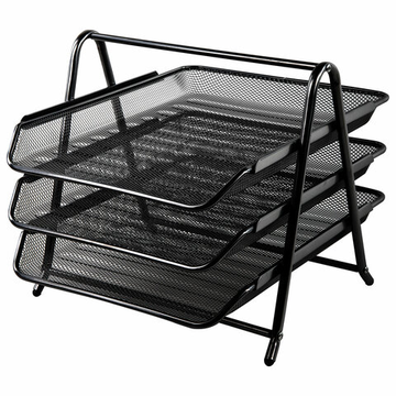 Лоток горизонтальный металл. для бумаг 3 секц. А4 (267*355*295 мм) черный