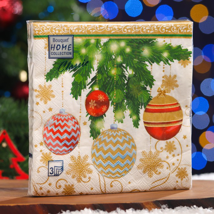 Салфетки Bouquet Original "Елочные украшения-2" 33х33 ,2 сл.20л