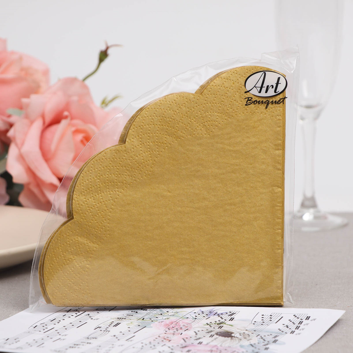 Салфетки Ф32см, 3 слоя, 12л Art Bouquet Rondo "Gold", 3-сл/15