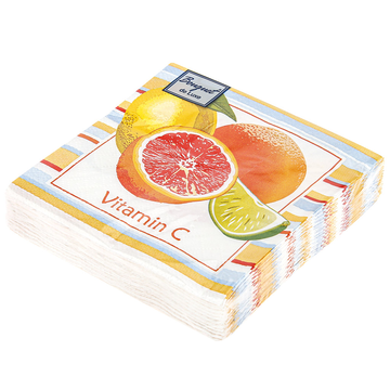 Салфетки Bouquet  de Luxe "Витамин C" 24х24, 3 слоя, 25л./вл.15