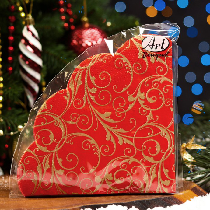 Салфетки Art Bouquet RONDO  "Очарование на красном" 3 сл. 12л./вл.15