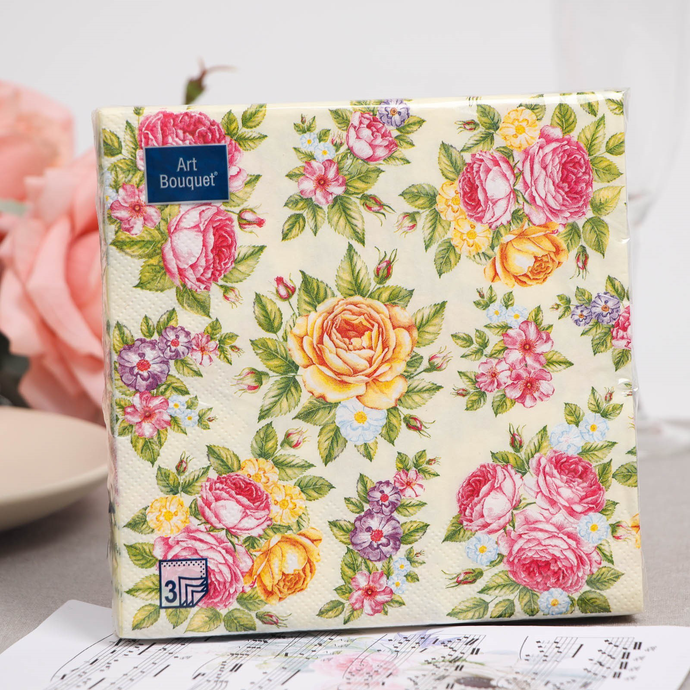 Салфетки Art Bouquet  "Поле роз" 33х33 , 3 слоя .20л/вл.12