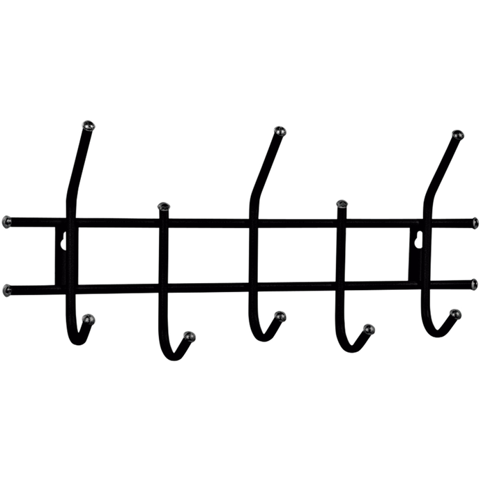 Вешалка настенная Стандарт 2/5 (в220*ш475*г95мм), 5 крючков, металл, черная, ш/к 30592