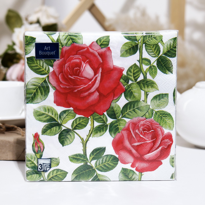 Салфетки Art Bouquet  "Английская роза" 33х33 , 3 слоя .20л/вл.12