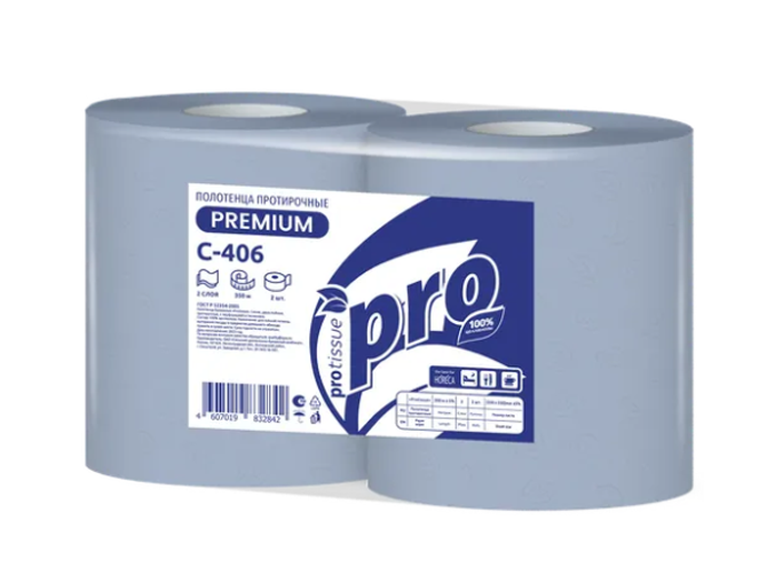 Бумага протирочная Protissue1000 листов, 350 метров 33*35 / синий С406