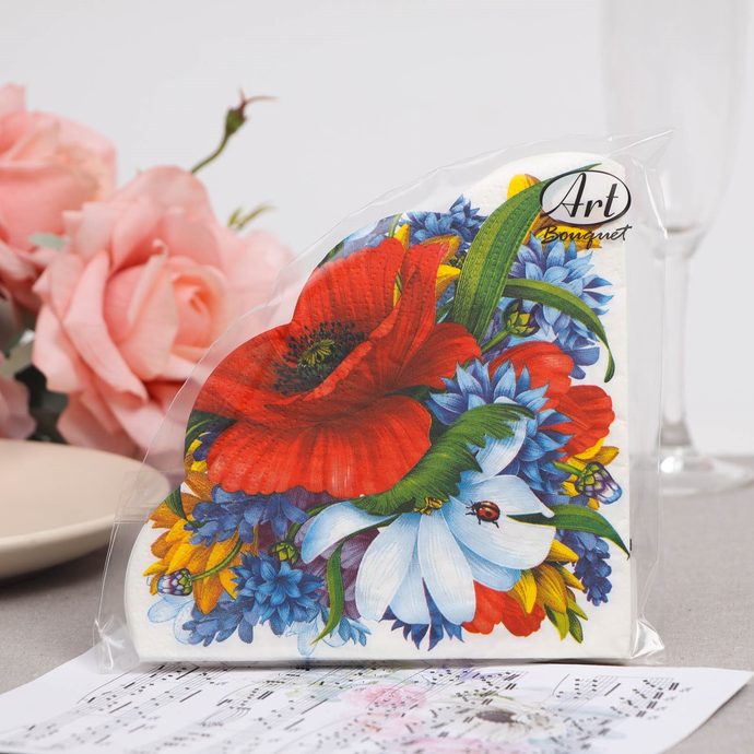 Салфетки Art Bouquet RONDO  "Букет" 3 сл.12л