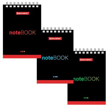 Блокнот МАЛЫЙ ФОРМАТ (75х105 мм) А7, 40 л., гребень,картон, клетка, BRAUBERG, "Черный стиль", 129855